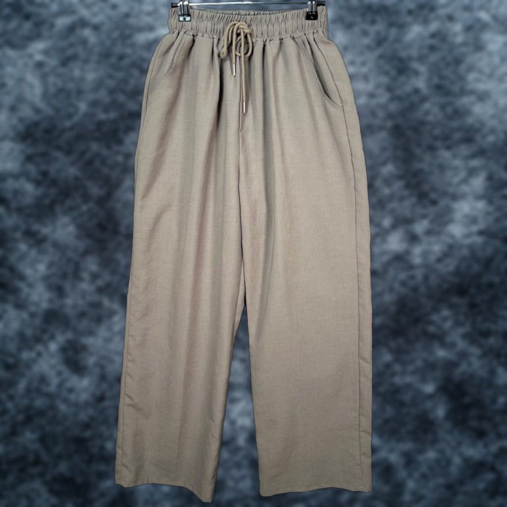 Vintage Landmuseum Womens One Size Gray Wide-Leg Elastic Waist Pants Size 42" / US 20 - 1 Thumbnail
