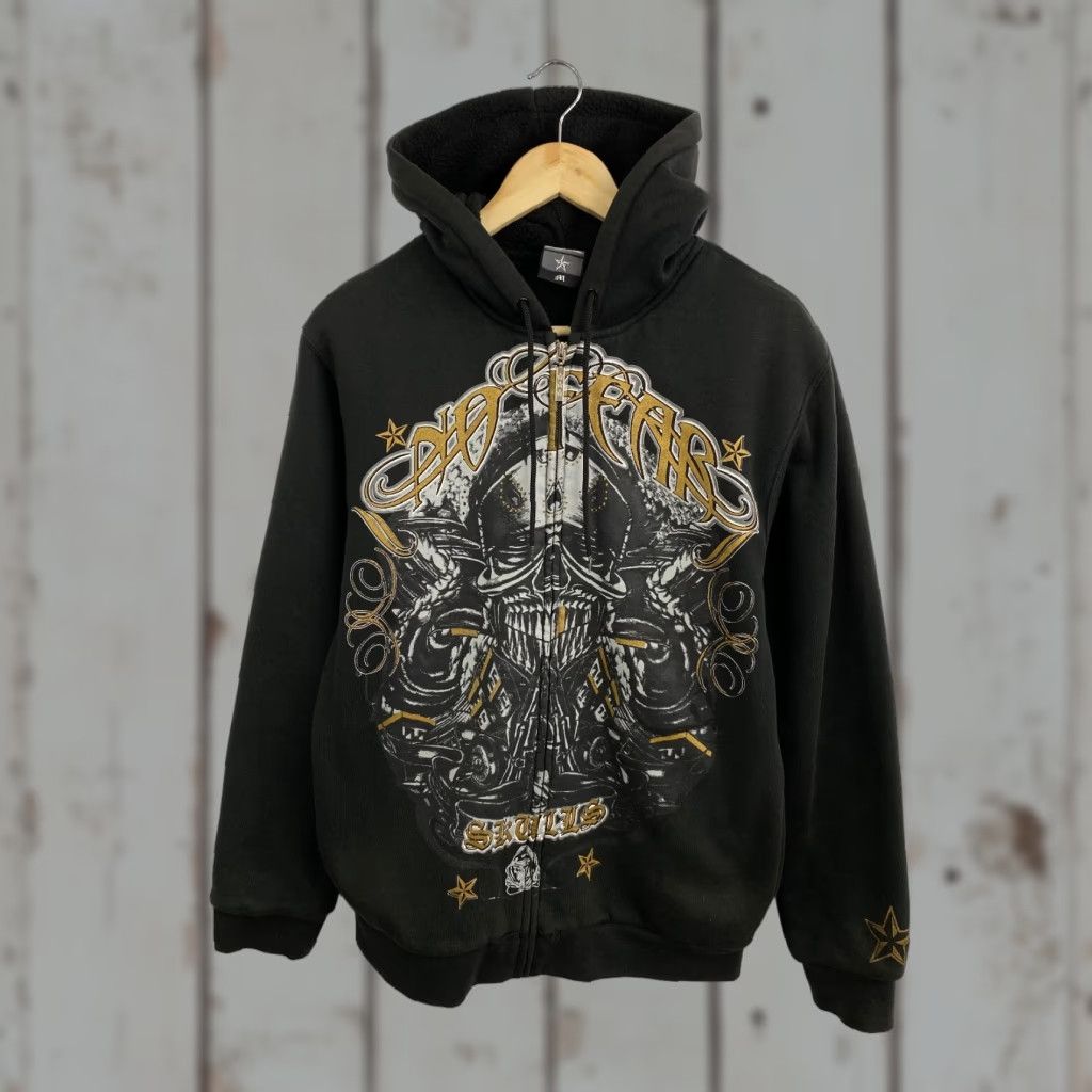 No Fear VINTAGE No Fear Skull Bones Affliction Zip Up Hoodie Shirt Mens M Black Size US M / EU 48-50 / 2 - 1 Thumbnail