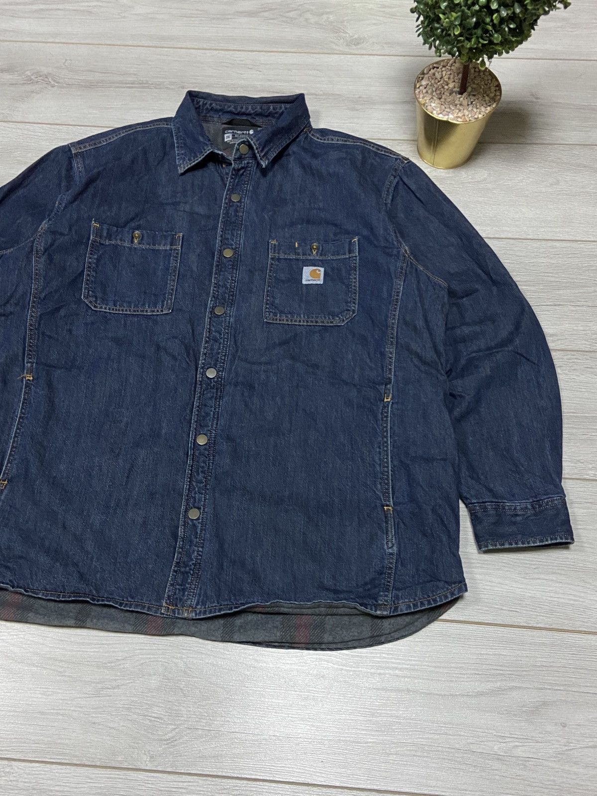 Carhartt Carhartt insulated lined denim jacket shirt buttons pockets Size US XXL / EU 58 / 5 - 3 Thumbnail