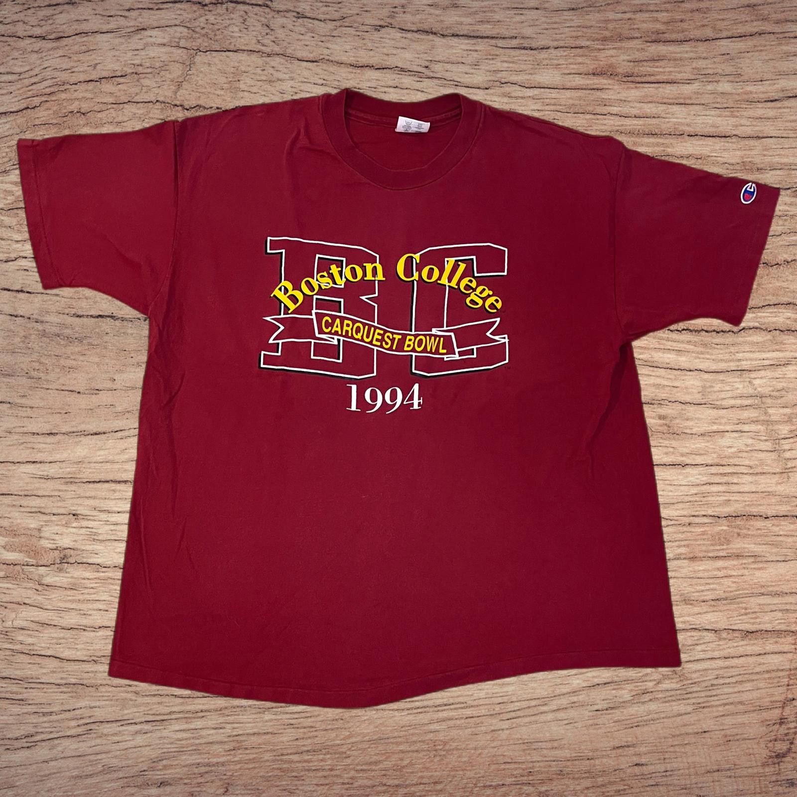 Champion Vtg 90s Boston College Carquest Bowl 1994 Single Stitch Tee Size US XL / EU 56 / 4 - 1 Thumbnail