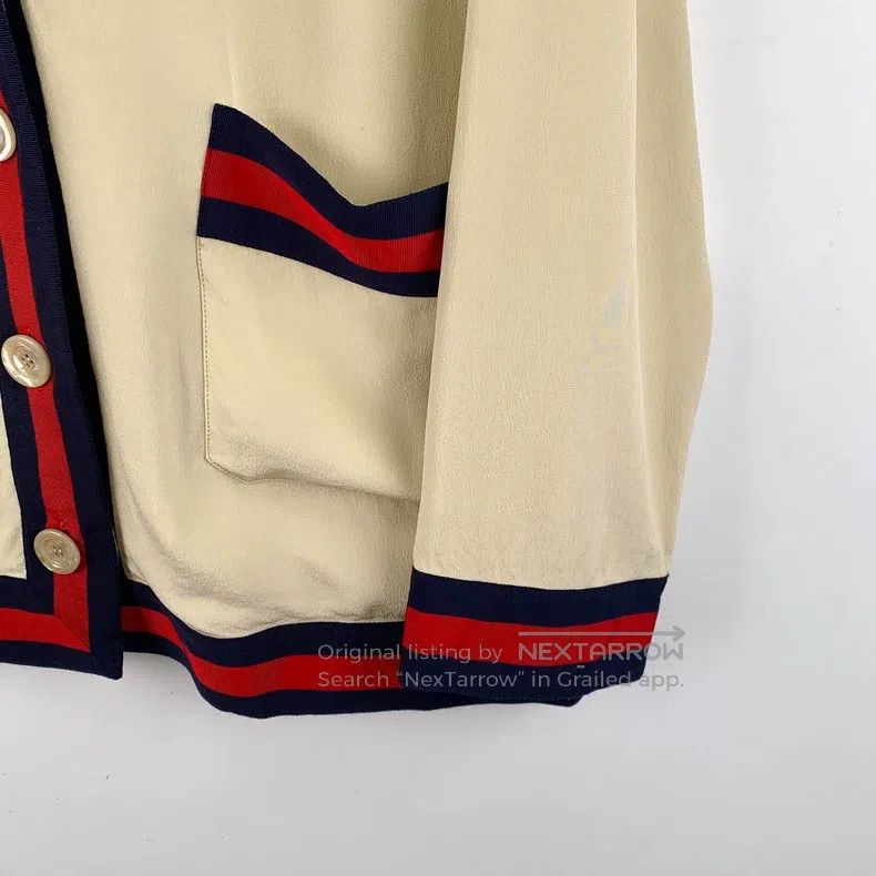 Gucci Gucci Beige striped mulberry silk V-neck single-breasted l Size XS / US 0-2 / IT 36-38 - 4 Thumbnail