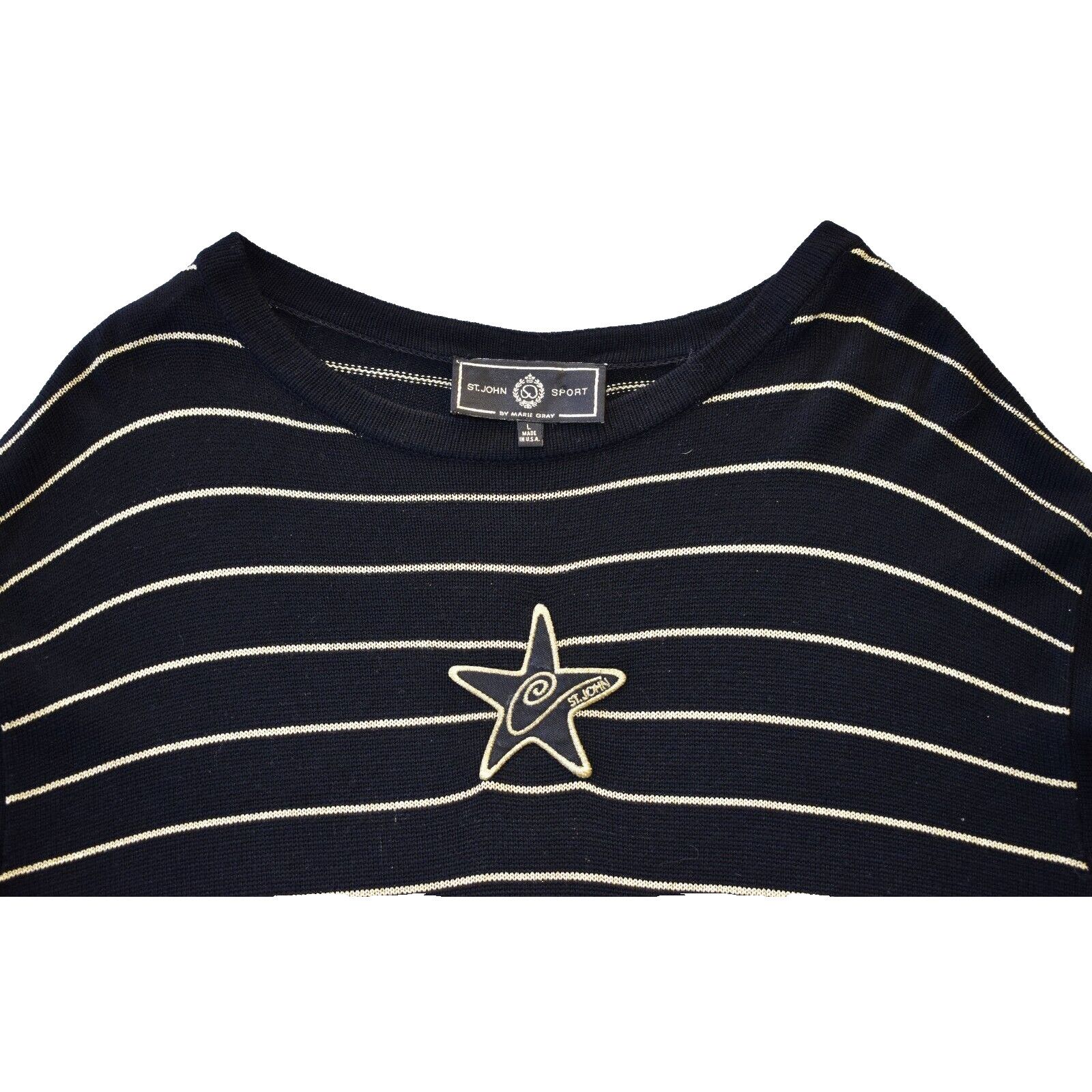 St. John ST JOHN SPORT BY MARIE GRAY Black Gold Striped Sweater Sz L Size L / US 10 / IT 46 - 4 Thumbnail