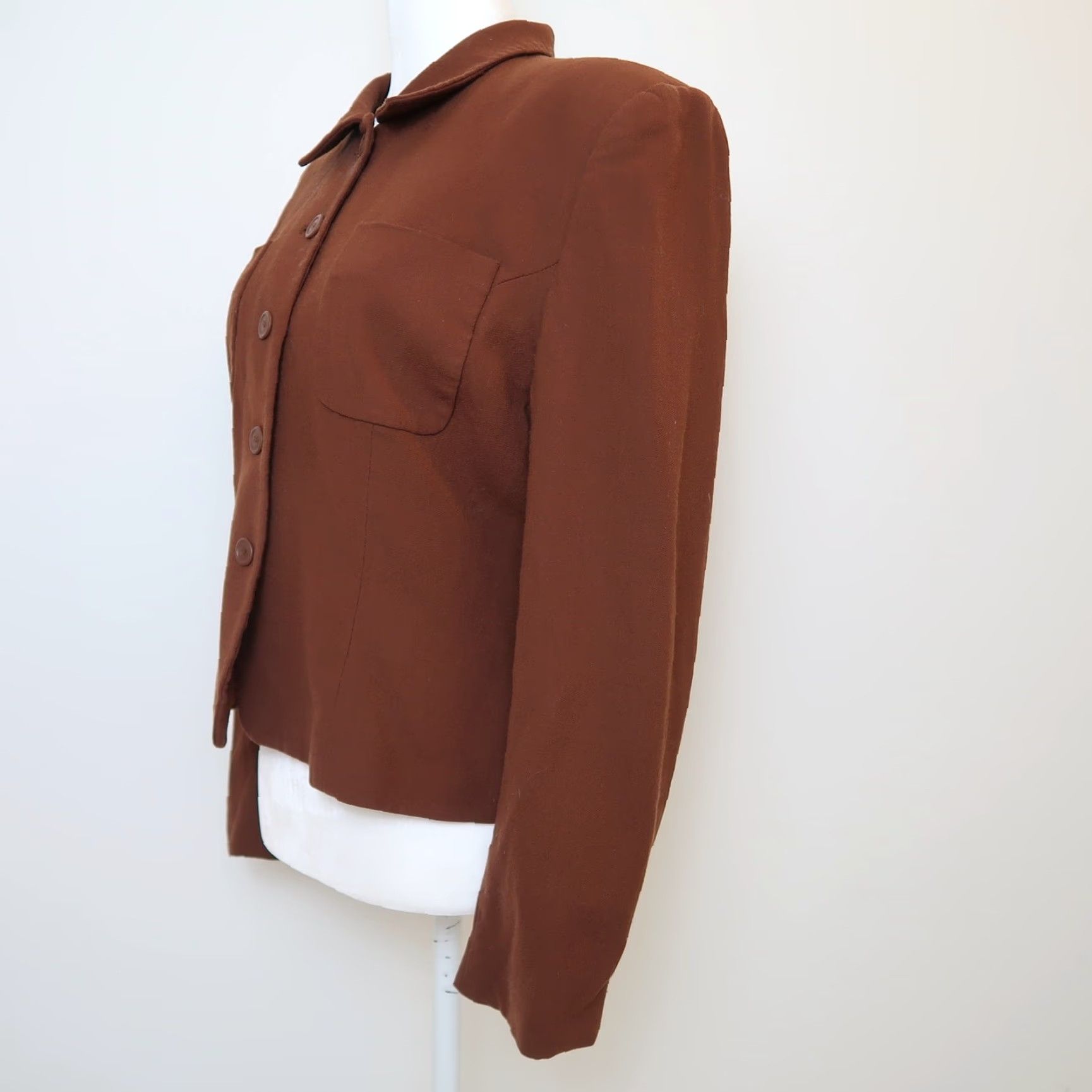 Jones New York VINTAGE Jones New York chocolate brown wool blazer jacket 10 Jacket 90s Military Size L / US 10 / IT 46 - 2 Thumbnail