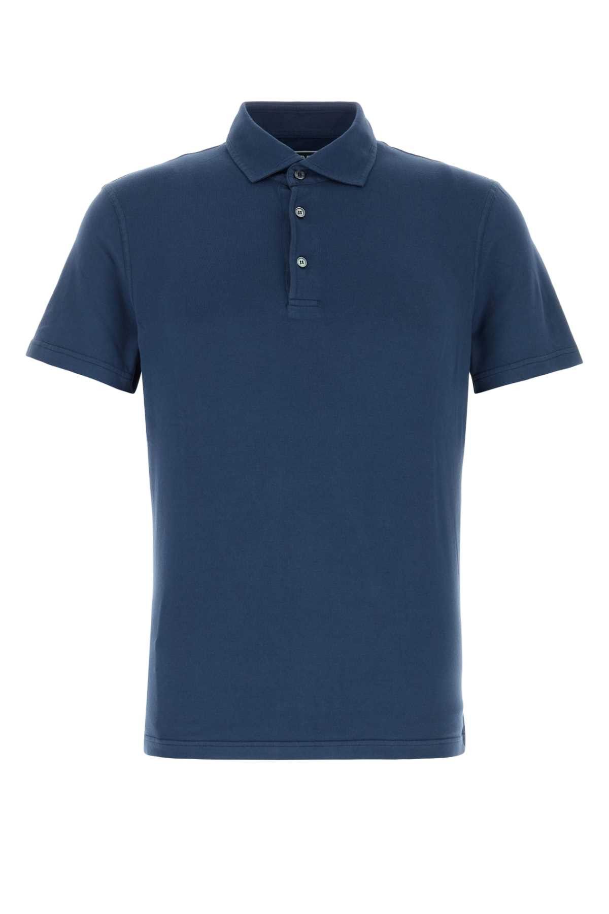 Fedeli Blue Stretch Cotton Polo Shirt Size US L / EU 52-54 / 3 - 1 Thumbnail