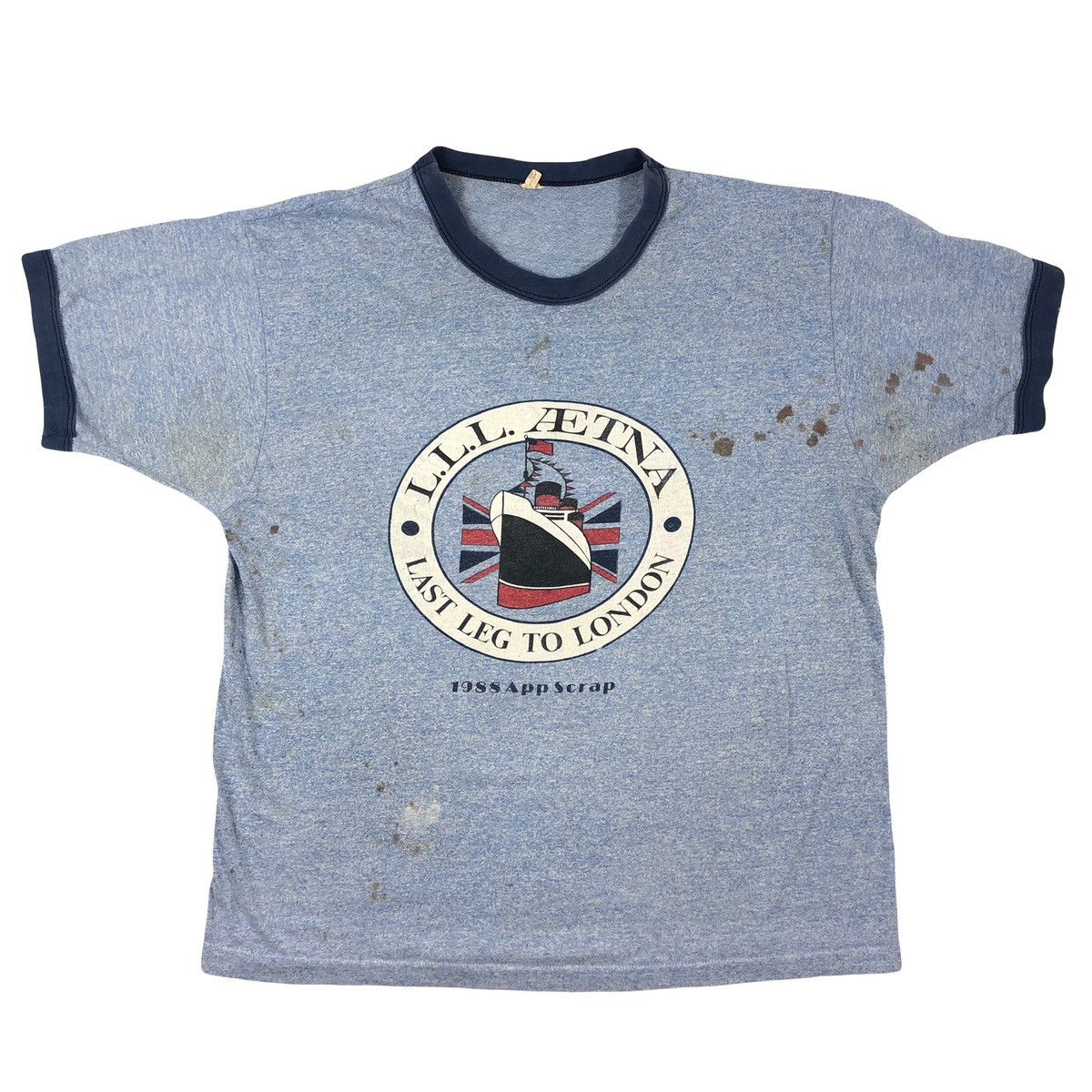 Vintage Vintage 80s Ship Nautical Distressed Ringer T-Shirt Size US S / EU 44-46 / 1 - 1 Thumbnail