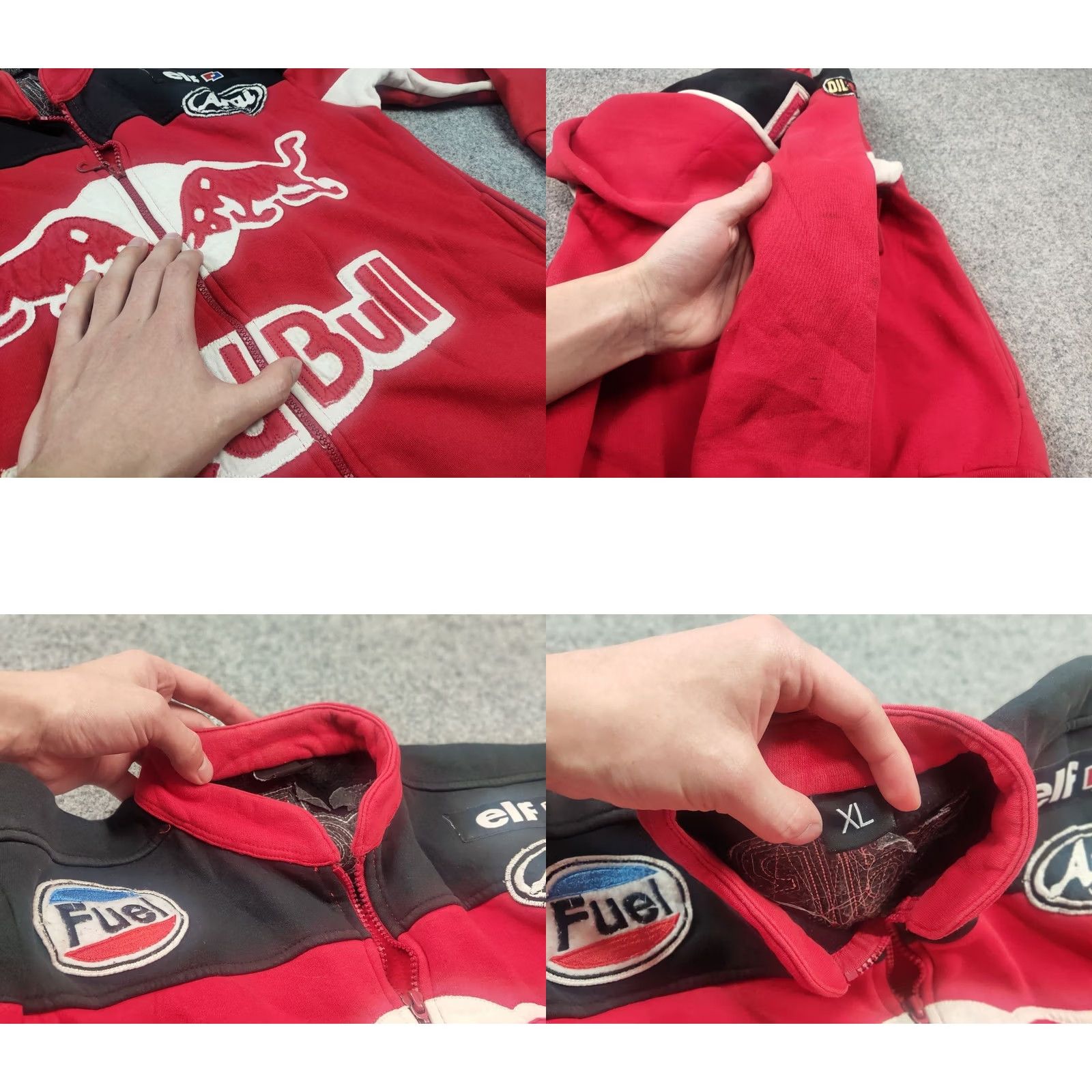 Logo 7 VINTAGE Red Bull Logo Fuel Arai TMR Twin Engine Zip Racing Sweatshirt Y2K Style Mens M Red 90s Racing Zip Up Hoodie Soulful Brand: Vintage Size US M / EU 48-50 / 2 - 9 Thumbnail