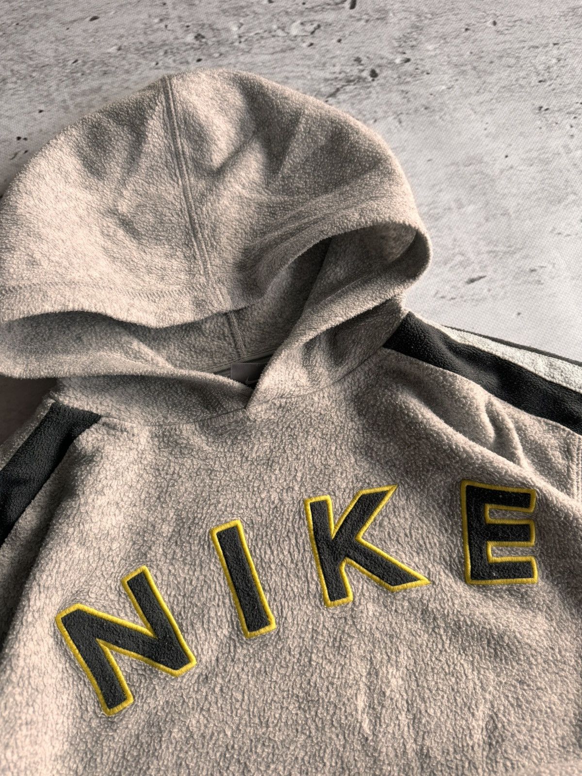 NIKE TEDDY FLEECE VINTAGE CENTER LOGO OVERSIZE BOXY HOODIE