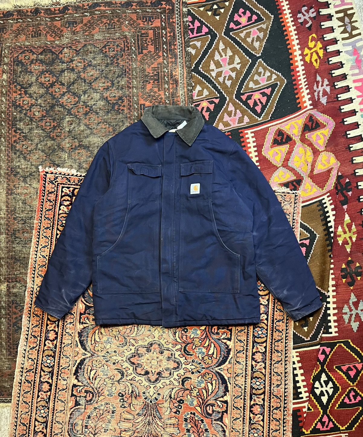 image of Vintage 1990’S Carhartt Zip Up Work Jacket in Blue, Men's (Size XL)