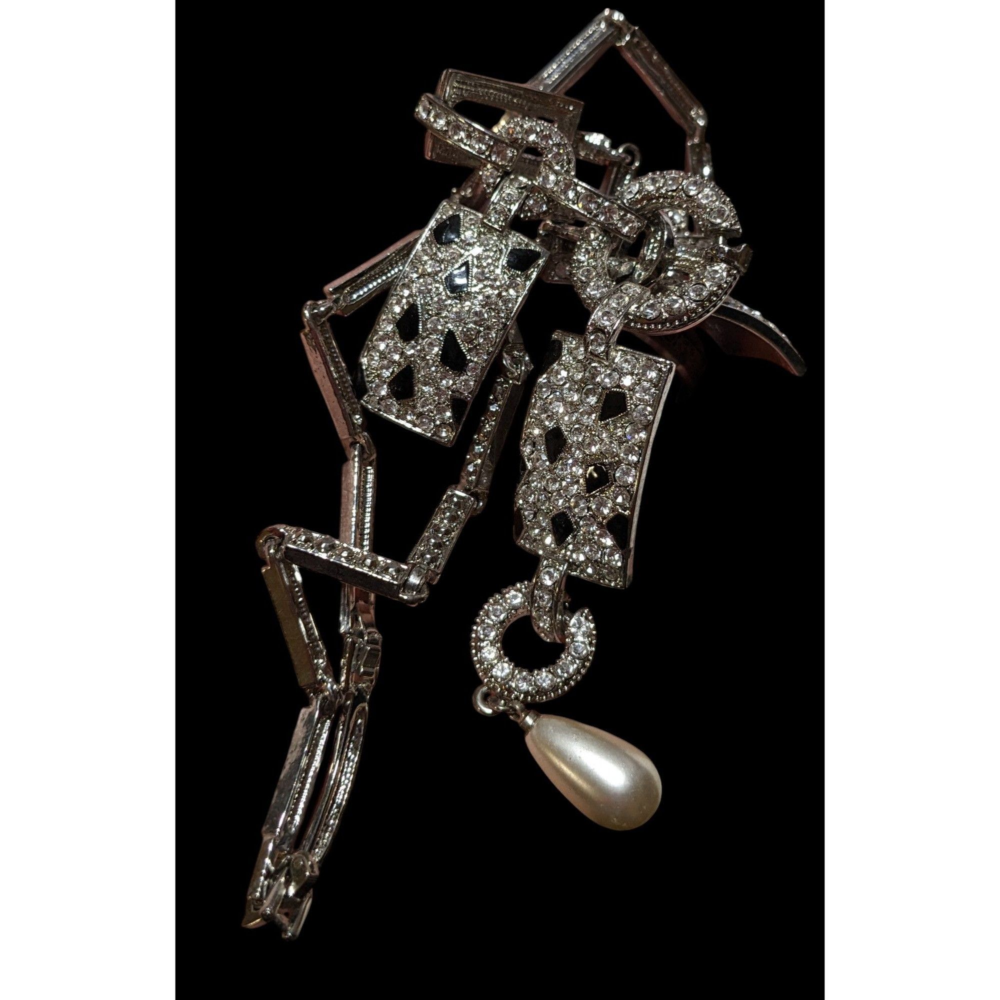 Other Retro Glam Silver Rhinestone Statement Necklace Size ONE SIZE - 5 Thumbnail