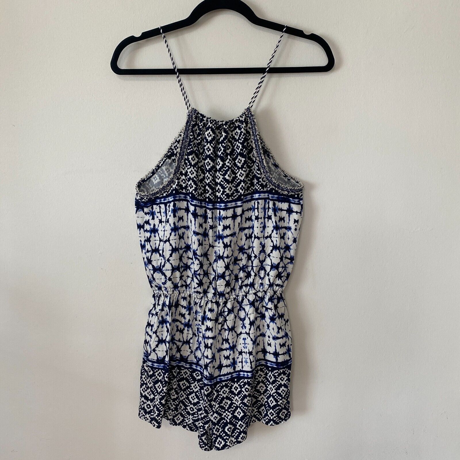 BB Dakota BB Dakota Beale Blue White Aztec Halter Tie Romper Pockets S Size 27" / US 4 / IT 40 - 1 Thumbnail
