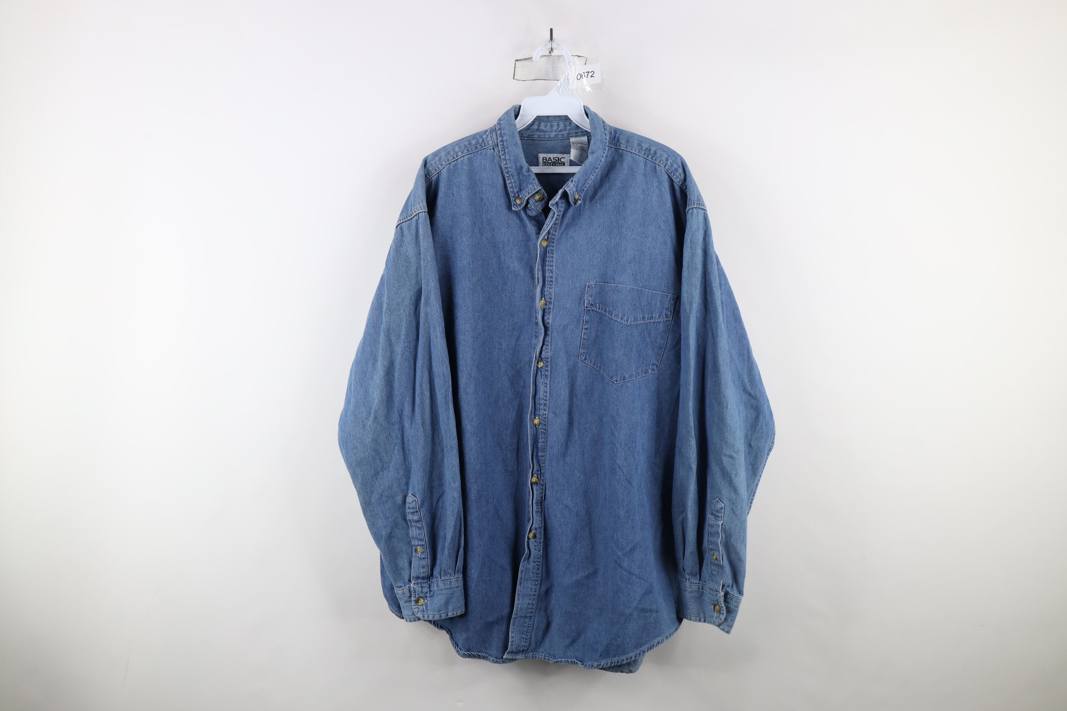 Vintage Vintage 90s Streetwear Denim Jean Button Down Shirt Blue Size US XL / EU 56 / 4 - 1 Thumbnail