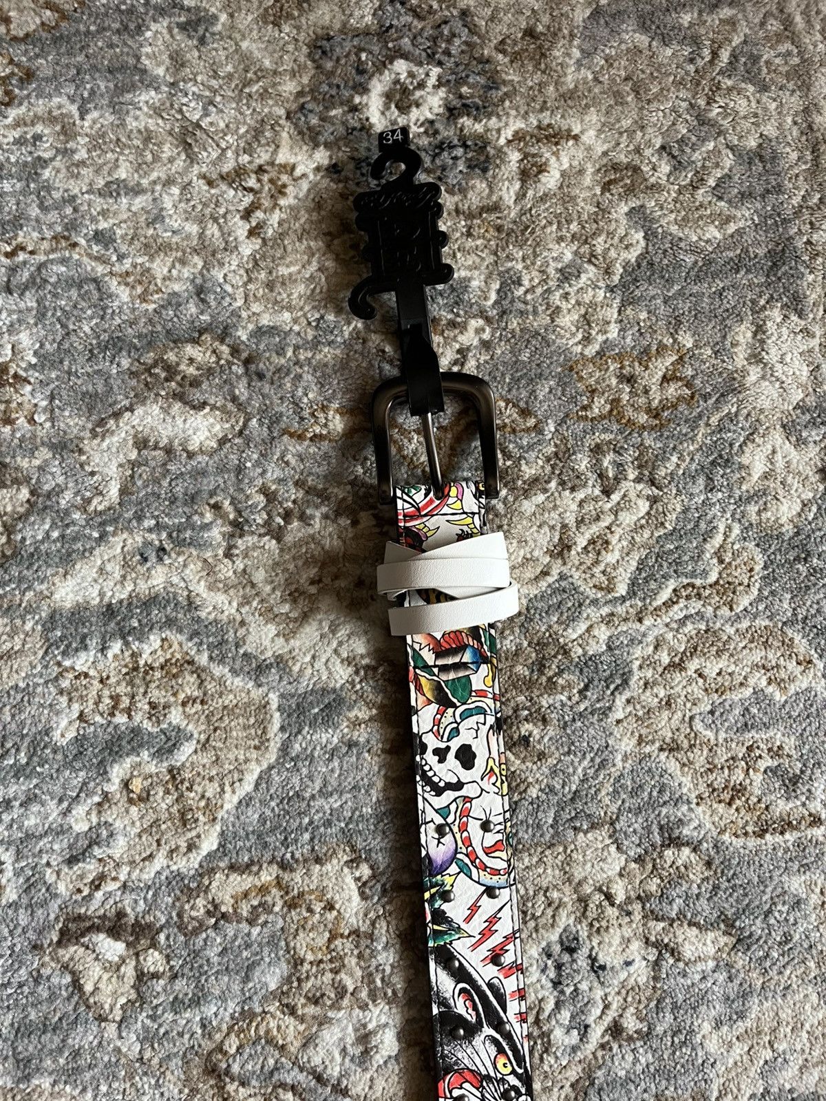 Ed Hardy ED HARDY GRAPHIC Y2K MENS LEATHER BELT 34 Size 34 - 4 Thumbnail