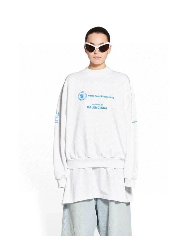 Balenciaga Balenciaga Blue Letter White Hoodie Size US XS / EU 42 / 0 - 6 Thumbnail