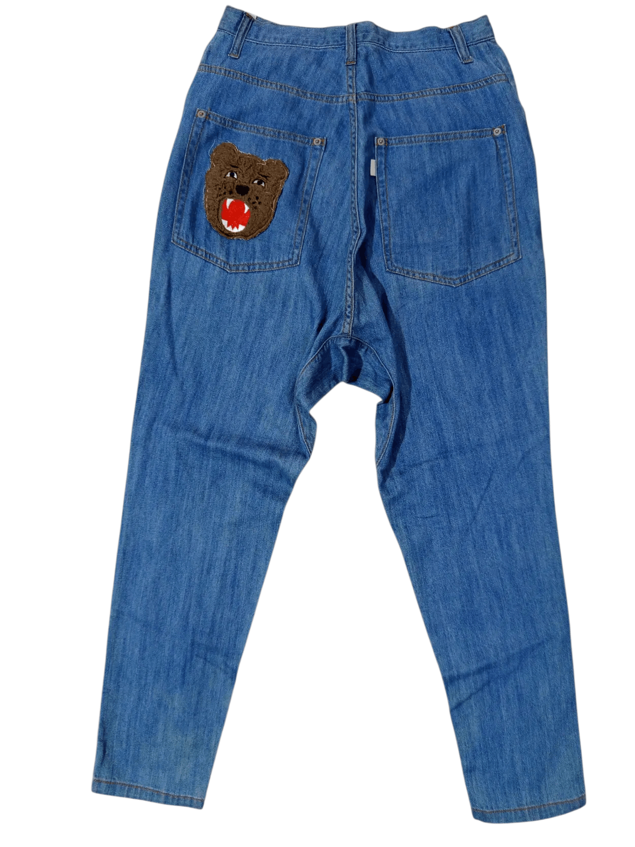 Ne-net Bear Patch Drop Crotch Denim Jeans