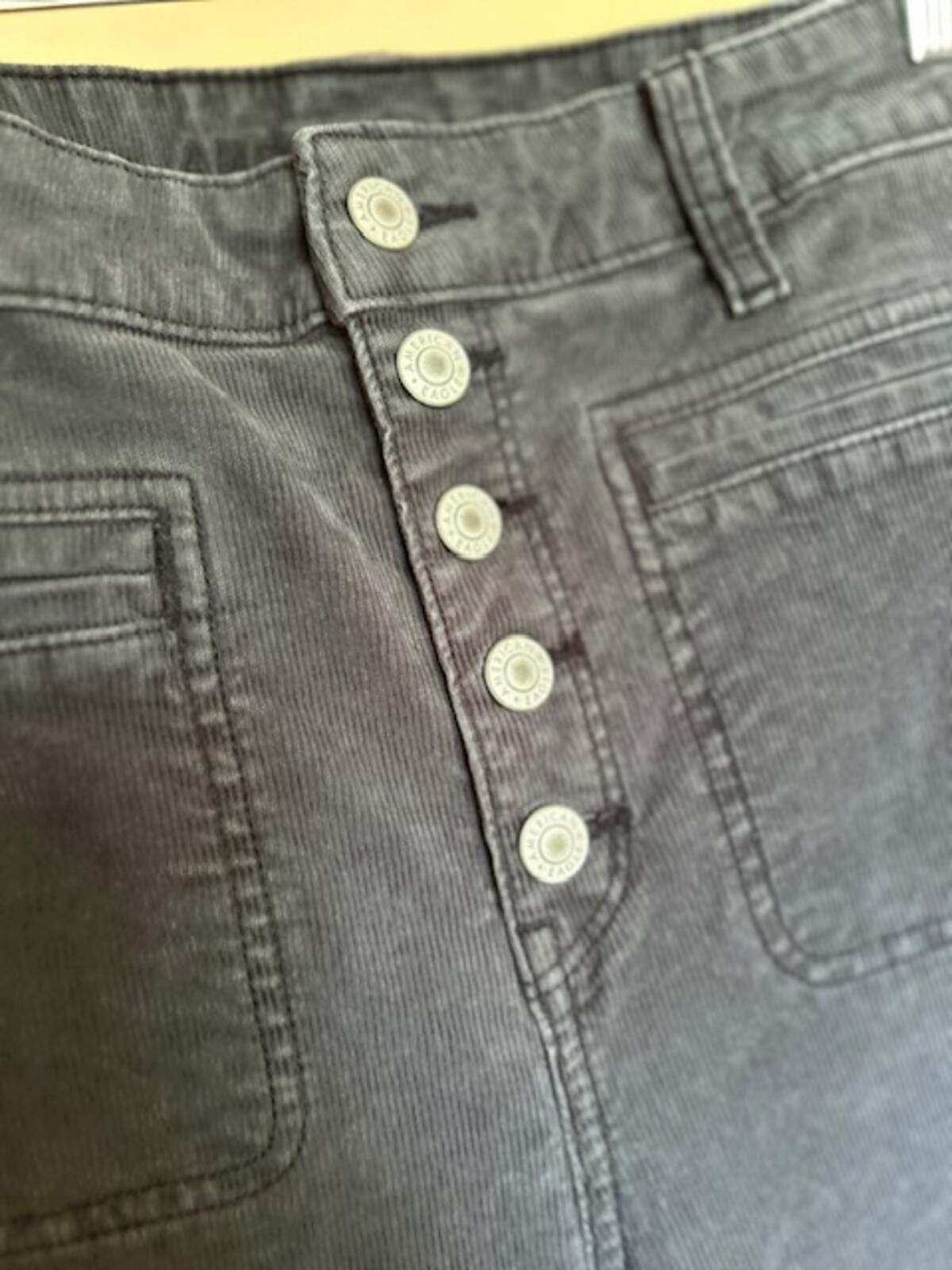 American Eagle Outfitters American Eagle Black Corduroy Flared Pants with Button Fly Size 34" / US 12 / IT 48 - 3 Thumbnail