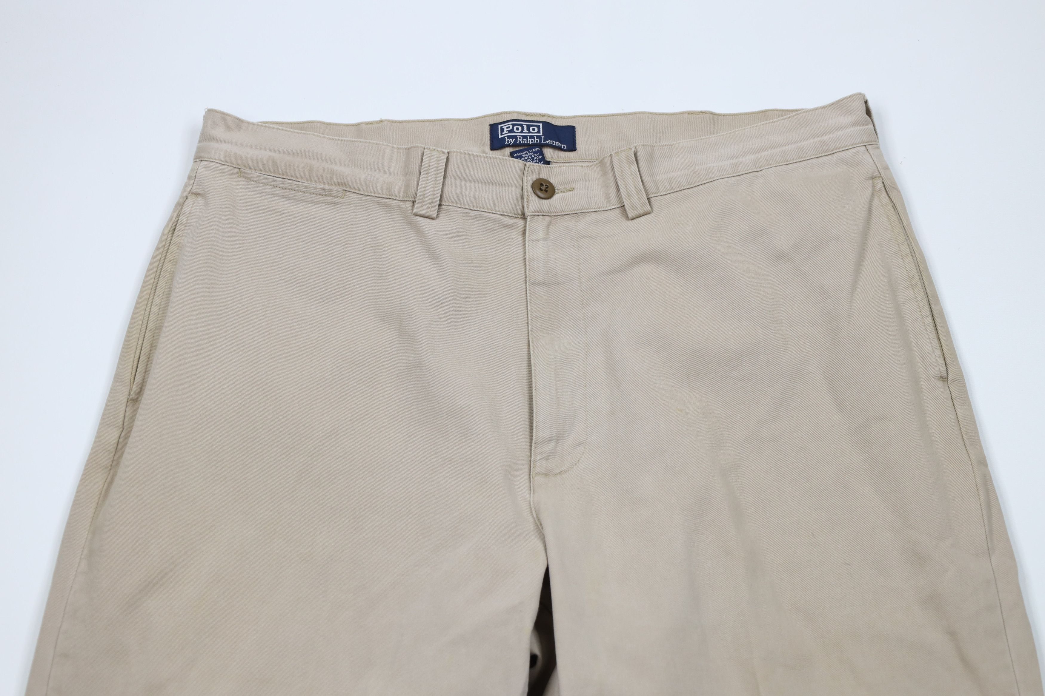 Ralph Lauren × Vintage Vintage 90s Ralph Lauren Wide Leg Chino Pants Beige Cotton Size US 38 / EU 54 - 2 Thumbnail