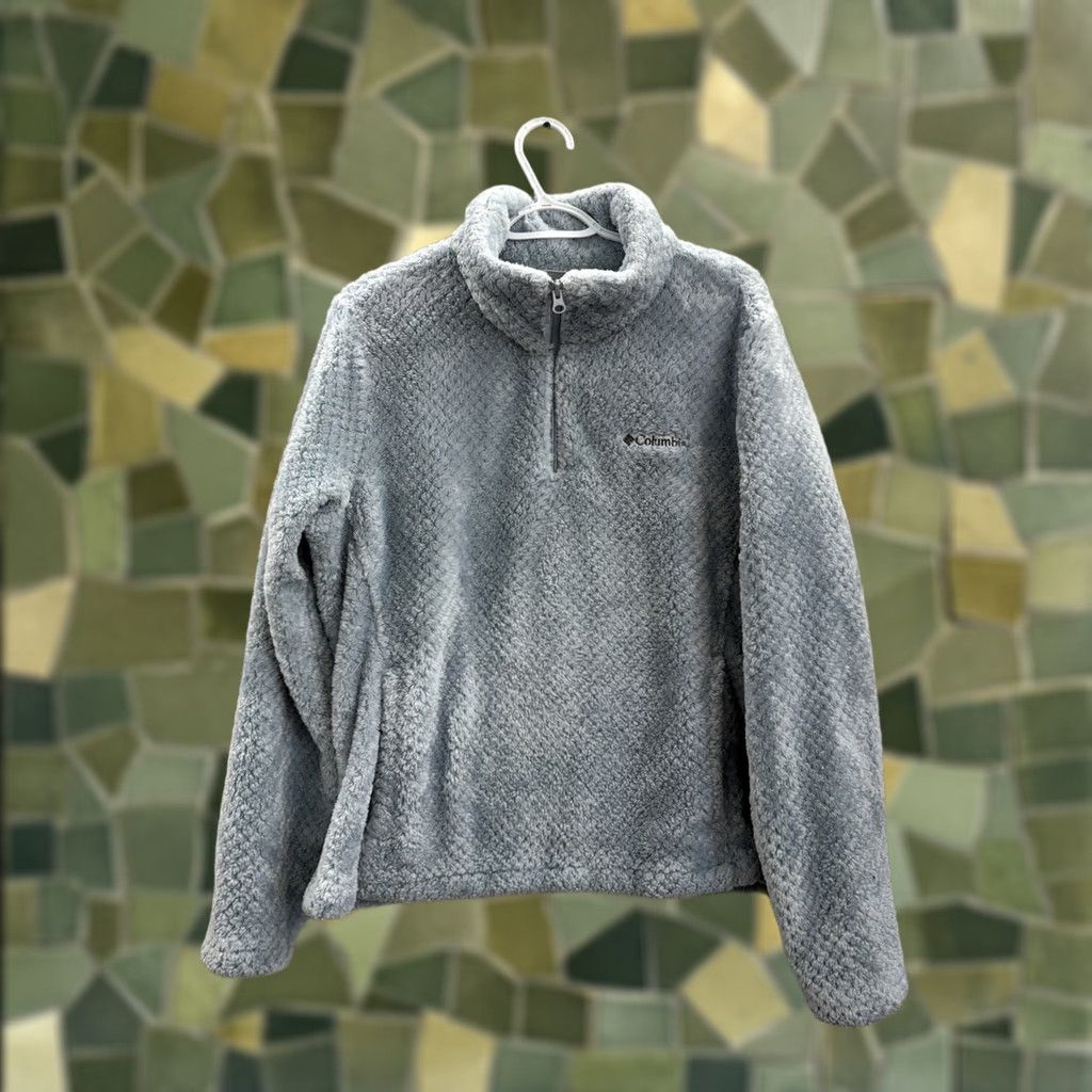 Vintage Columbia Sweatshirt XL Blue Quarter Zip Fuzzy Sherpa Fleece Womens Pullover High Neck Long Sleeve Casual Outdoor City Indoor Size XL / US 12-14 / IT 48-50 - 1 Thumbnail