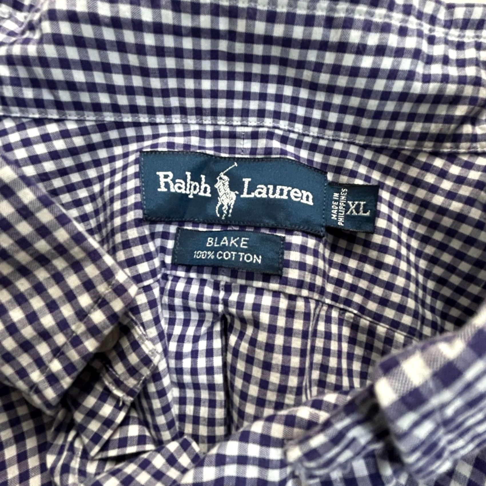 Ralph Lauren Ralph Lauren Blake Mens Gingham Button-Down Shirt XL Purple/White Short Sleeve Size US XL / EU 56 / 4 - 3 Thumbnail