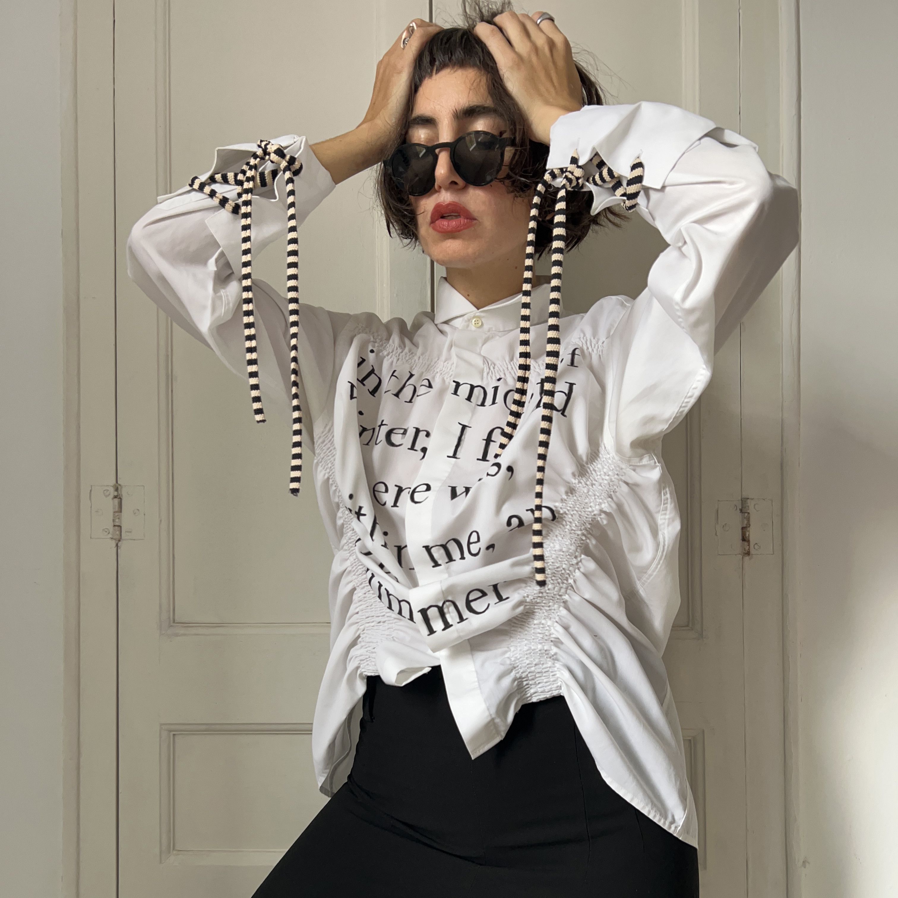 Custommade Upcycled White Albert Camus Quote Shirt Size M / US 6-8 / IT 42-44 - 3 Thumbnail