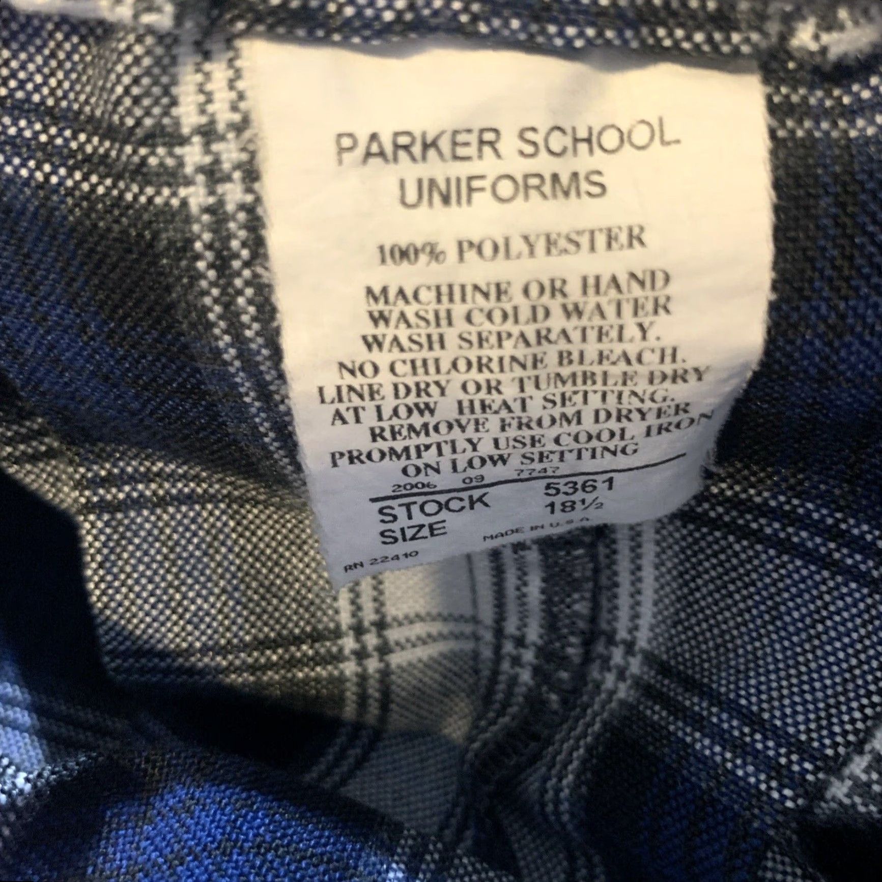 Parker Parker Uniform Skort Teens Size 18.5 Blue Black Gray White Plaid Pleated Size 40" / US 18 - 2 Thumbnail