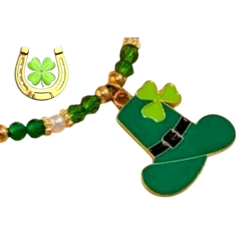 Handmade St Patricks Day Knotted String Beaded Bracelet Leprechaun Ha Size ONE SIZE - 9 Thumbnail