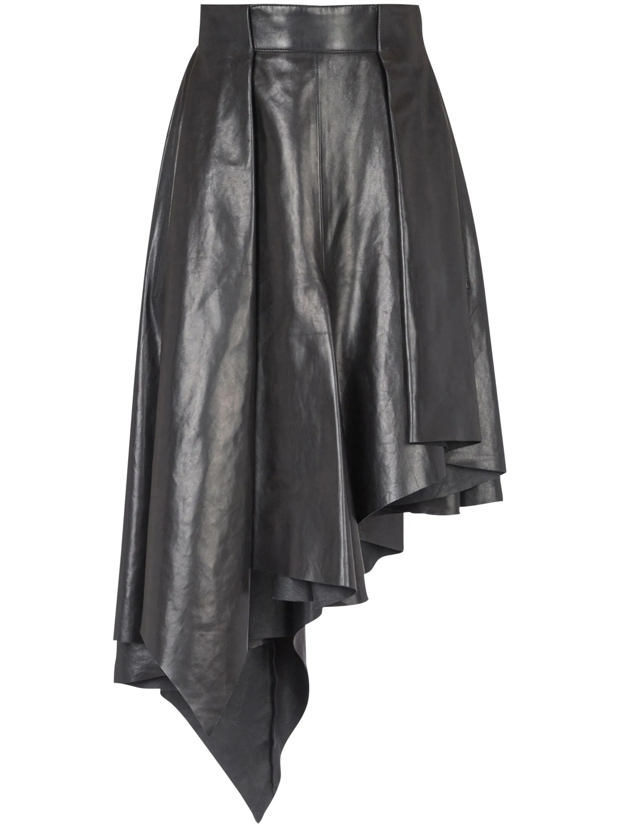o1s1wg111025 Asymmetric Leather Skirt in Black