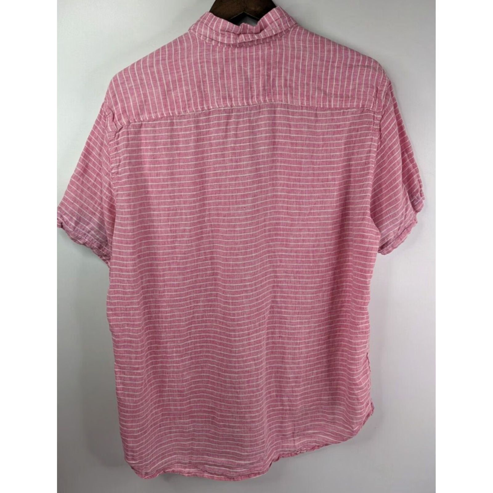 Vintage Report Collection Pink Stripe Shirt Mens Large Short Sleeve Button Down Camp Size US L / EU 52-54 / 3 - 3 Thumbnail