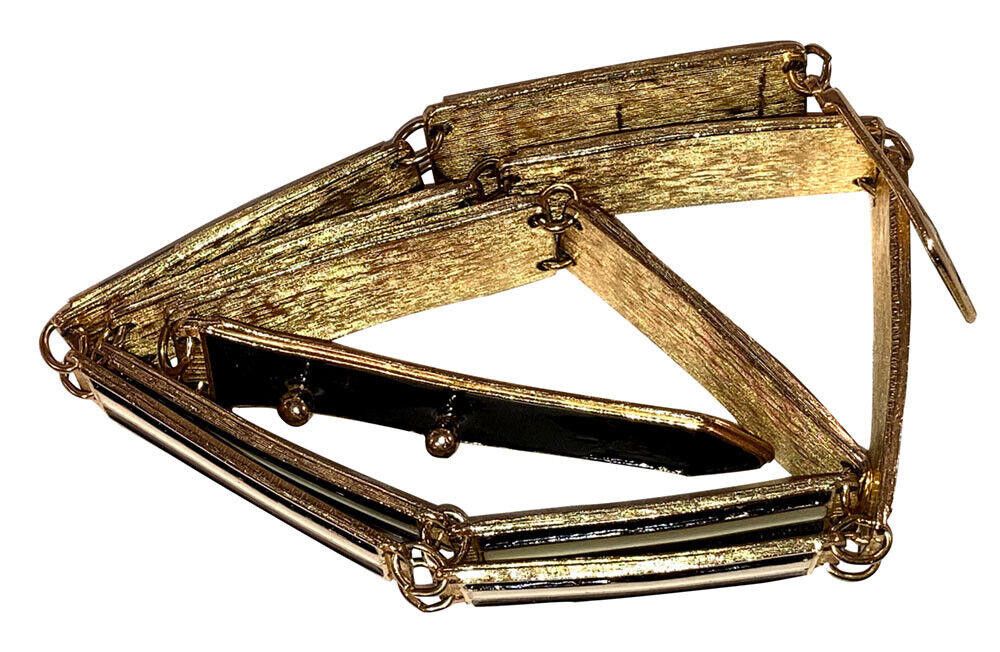 Designer Accessocraft NYC Gold Tone Black and White Enamel Belt Size ONE SIZE - 3 Thumbnail