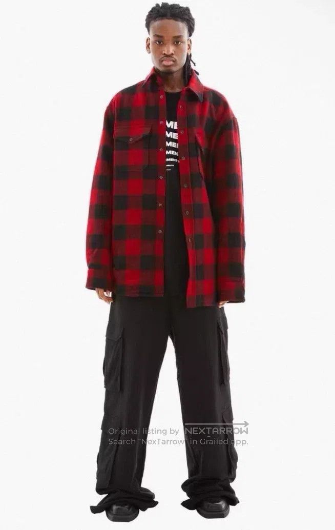 Vetements VETEMENTS Red and Black Plaid Wool Oversized Shirt Jacket Size US XS / EU 42 / 0 - 8 Thumbnail