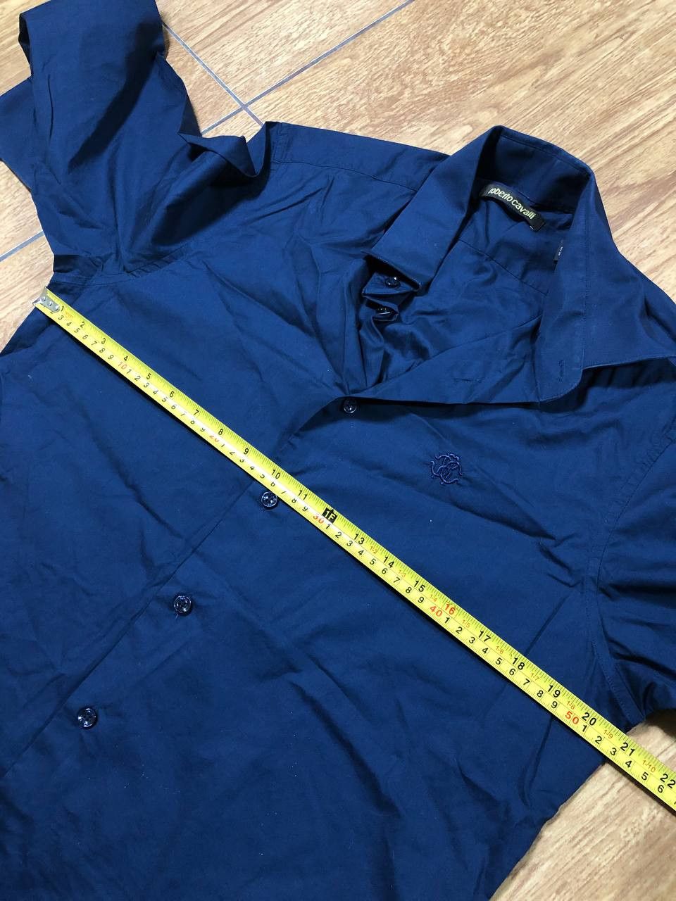 Roberto Cavalli Roberto Cavalli Navy Blue Cotton Dress Formal Shirt Size US M / EU 48-50 / 2 - 8 Thumbnail