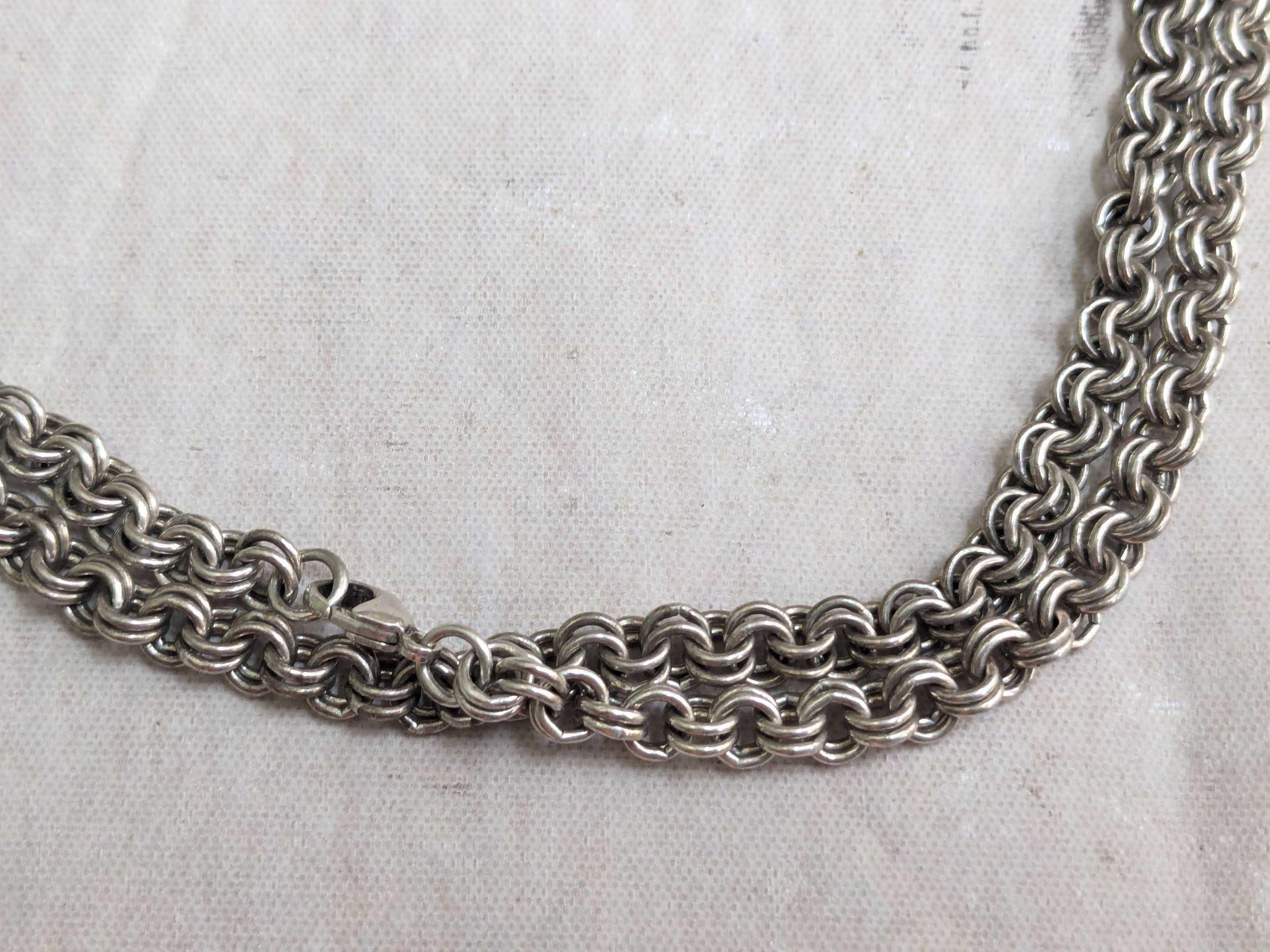 Jewelry Vintage Sterling Silver Necklace Double Rolo Biker 32" Size ONE SIZE - 5 Thumbnail
