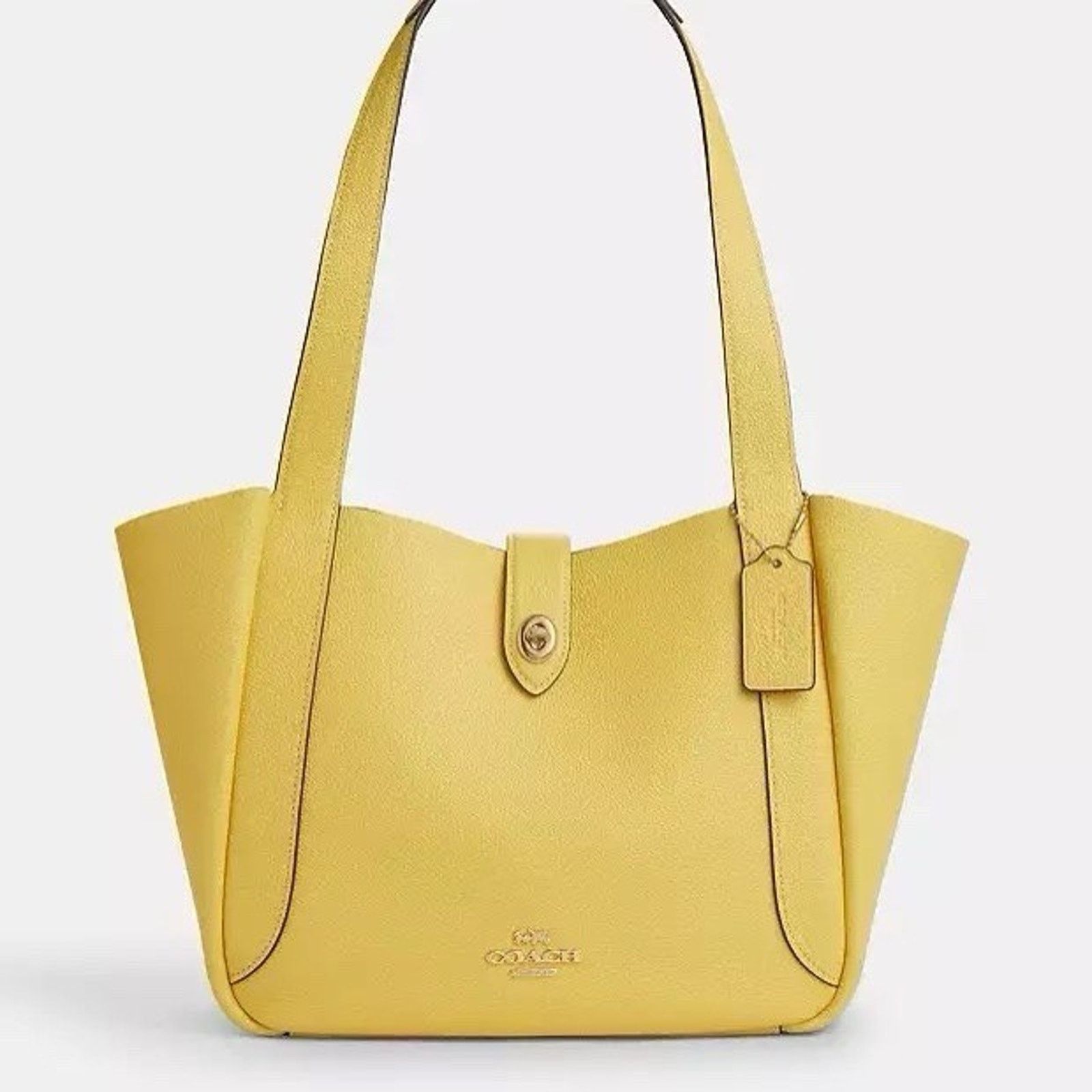 Coach NWT COACH Hadley Turnlock Tote Bag Leather CAL17 Gold/Yellow Size ONE SIZE - 3 Thumbnail