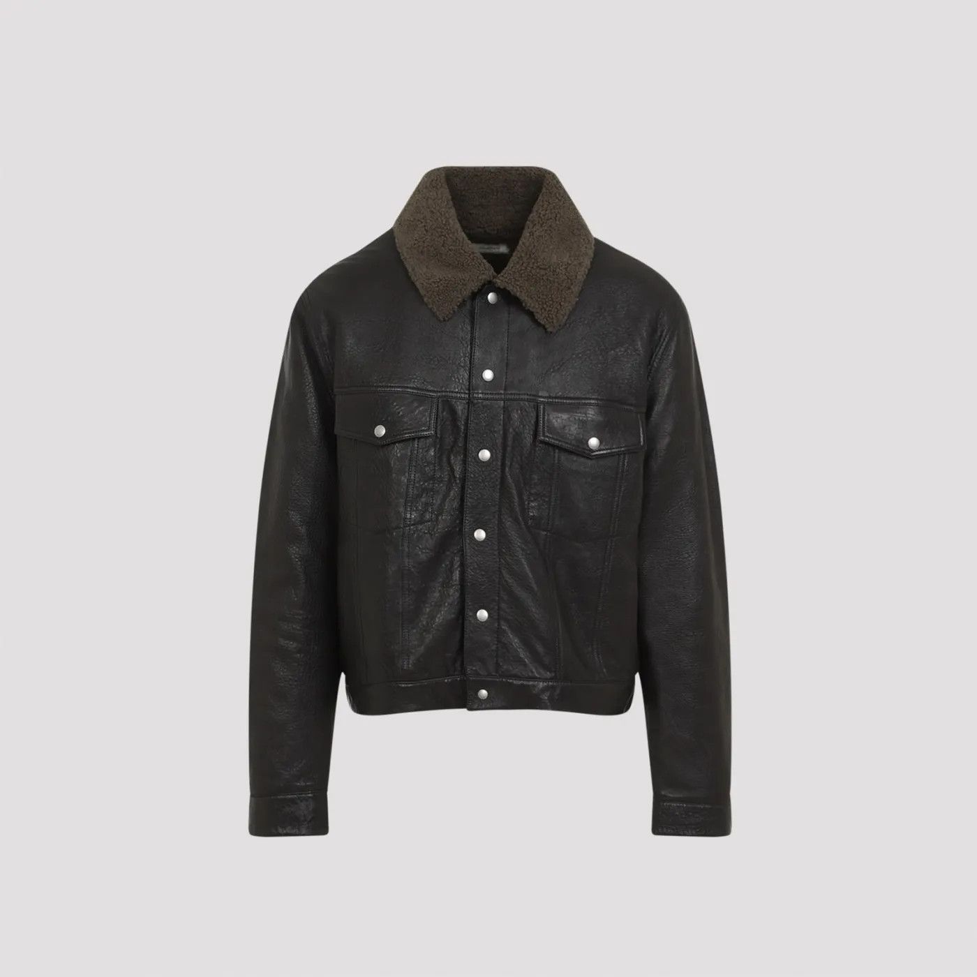 Saint Laurent Paris oc11z1225 801809 Short Jacket in Grained Lambskin in Black Size US L / EU 52-54 / 3 - 1 Thumbnail
