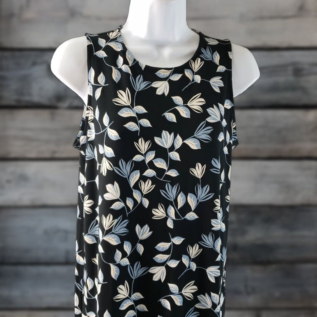 J. Jill J Jill Wearever Collection Dress Womens Sz XS Black Blue Floral Sleeveless Size XS / US 0-2 / IT 36-38 - 1 Thumbnail