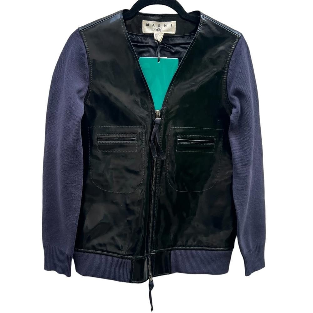 H&M × Marni Marni x H&M Patent Leather Bomber Jacket Size Small NWT Size M / US 6-8 / IT 42-44 - 3 Thumbnail