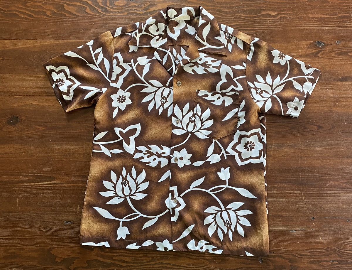 Vintage Vintage 60’s/70’s Brown Hawaiian Shirt Button Up Size US M / EU 48-50 / 2 - 2 Thumbnail