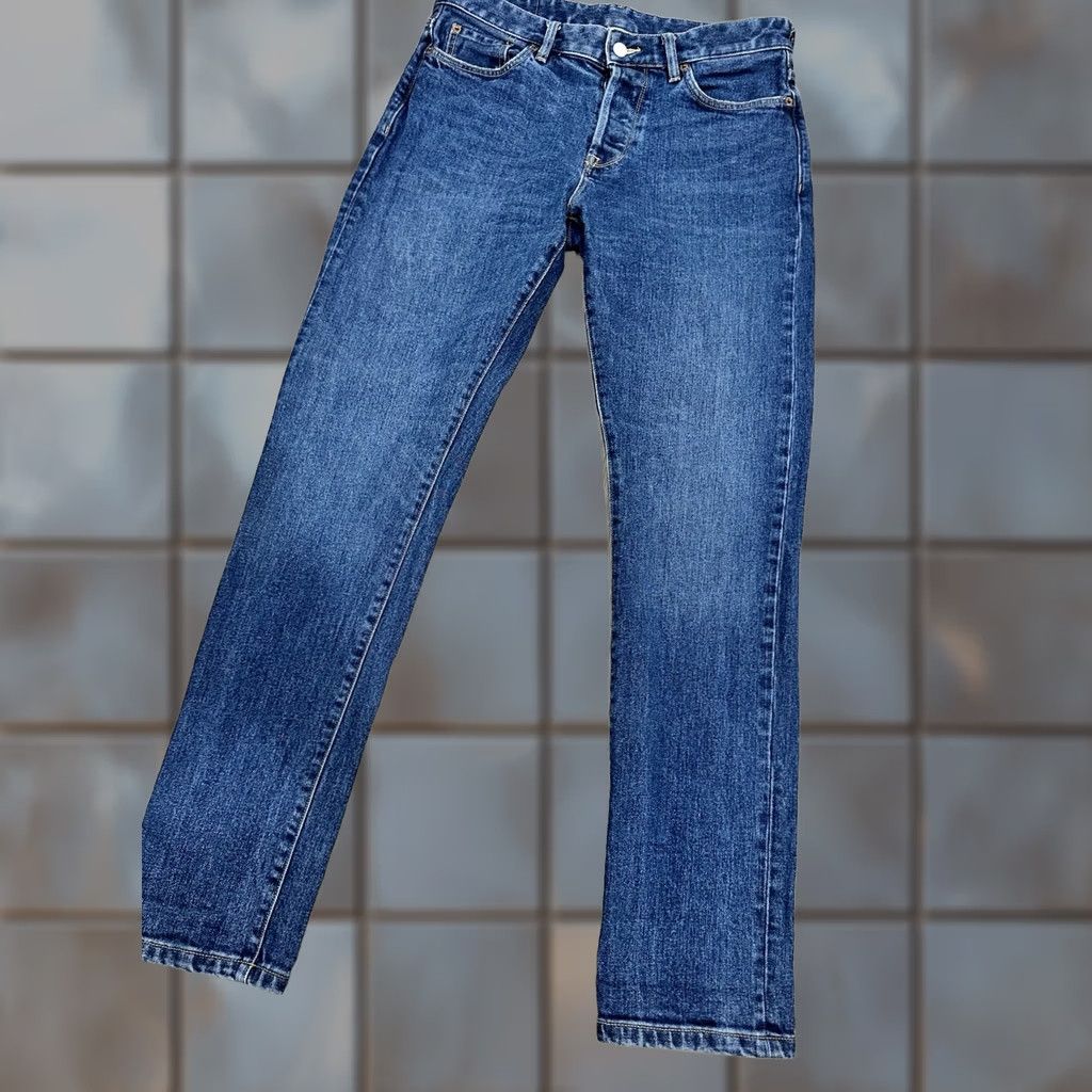 Buck Mason Buck Mason Men's Maverick Slim Denim Jeans 33x32 14oz Made in USA Blue Cotton Denim 5-Pocket Slim Button Rise Mid Adult Mens Regular Size 33x32 Size US 33 - 1 Thumbnail