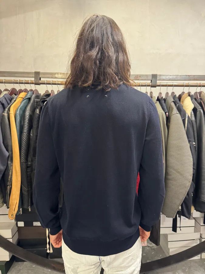 Designer × Maison Margiela × Vintage SS2016 Maison Margiela Navy Lined Signature Sweater Size US L / EU 52-54 / 3 - 3 Thumbnail