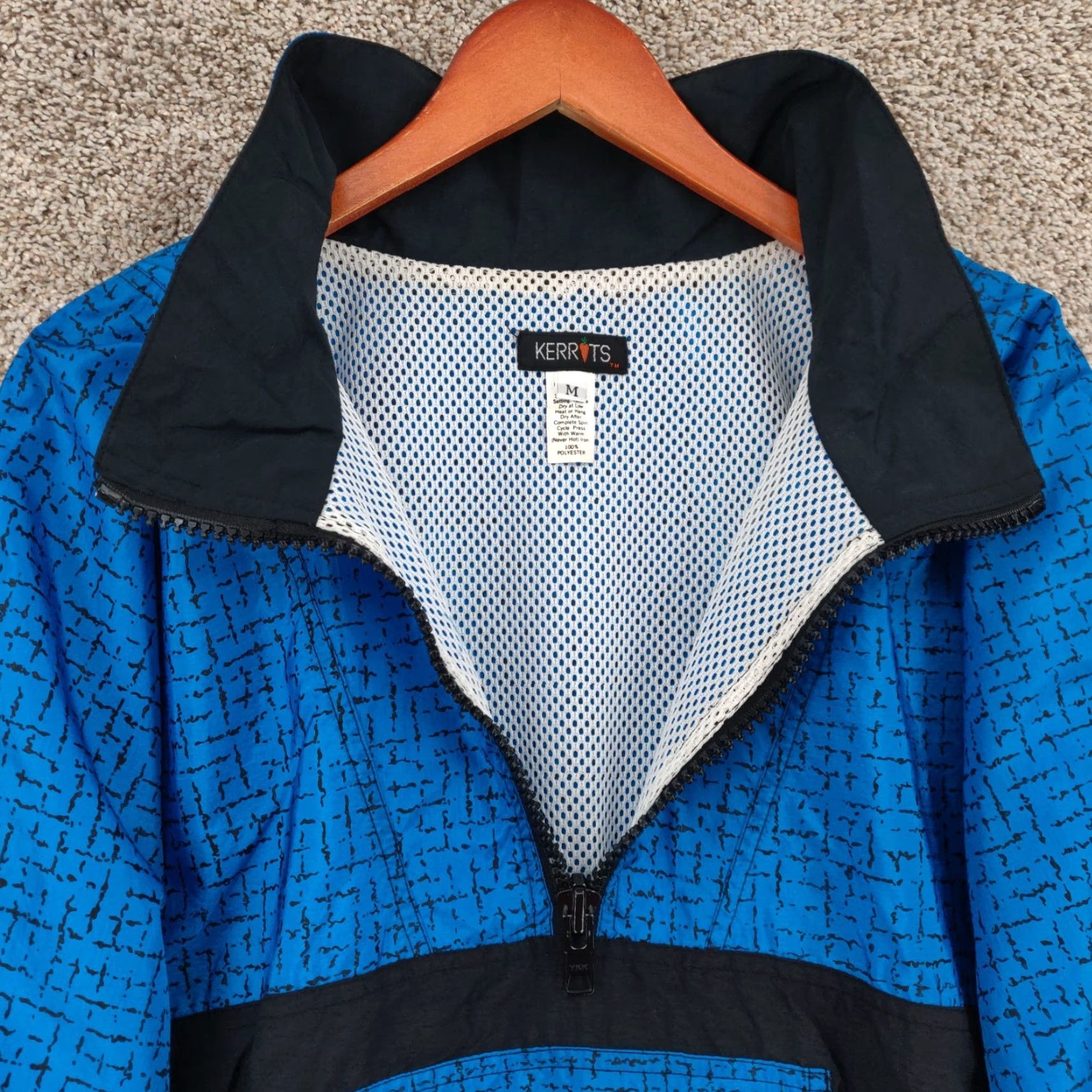 Vintage Kerrits Jacket Womens Medium Blue Geometric Half Zip Windbreaker Pullover Anorak Size M / US 6-8 / IT 42-44 - 3 Thumbnail