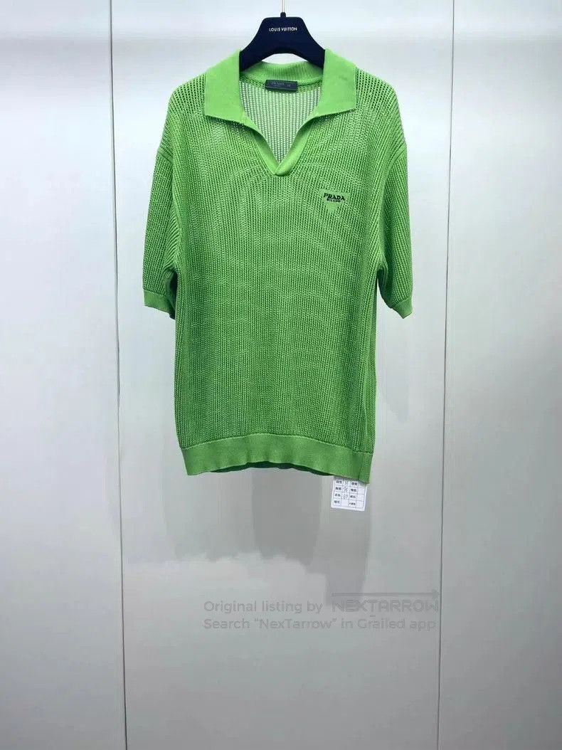 Prada Prada Green Knit Pique Polo Top. Size US L / EU 52-54 / 3 - 1 Thumbnail