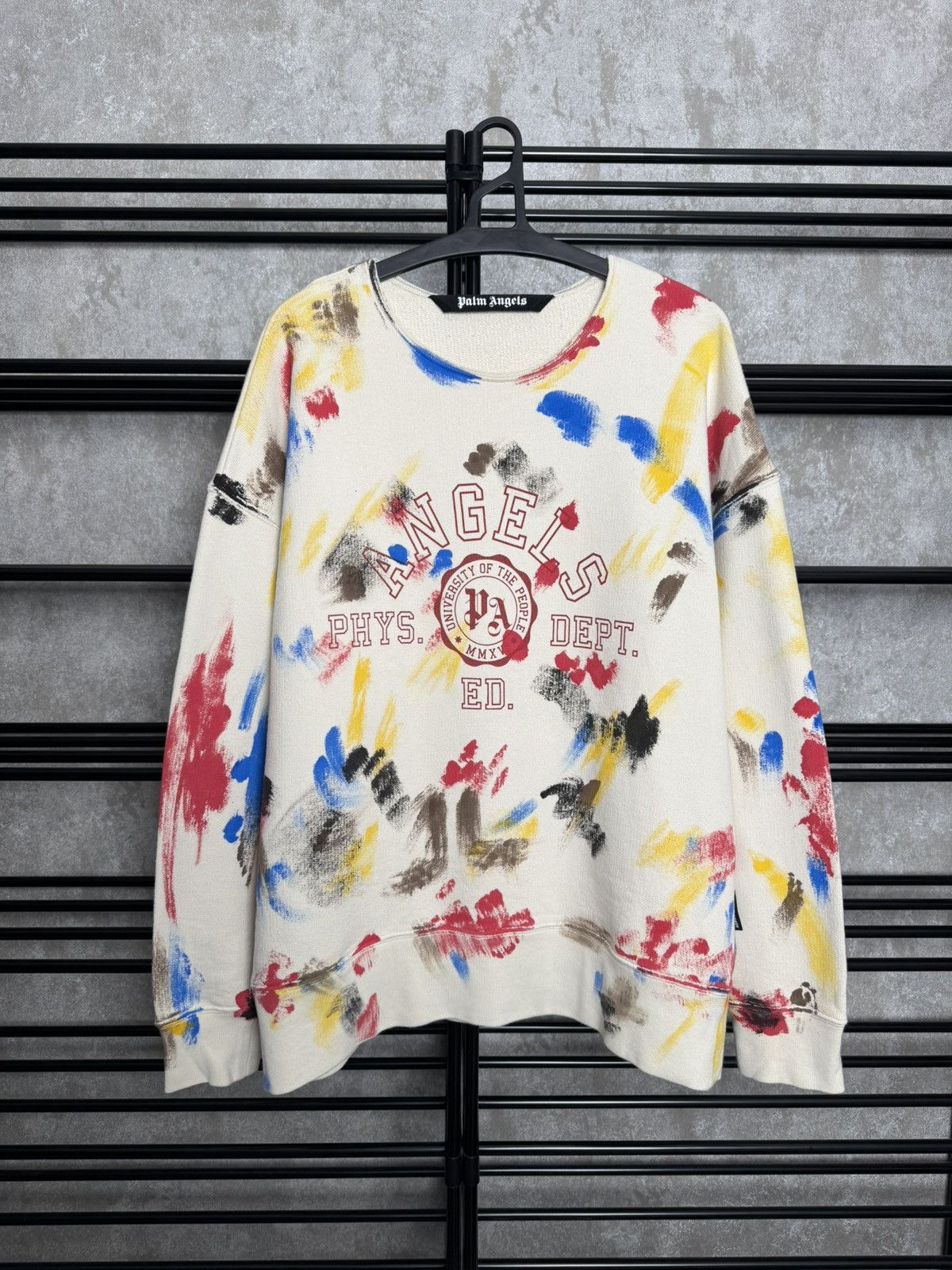 Palm Angels Rare Painted College Sweatshirt Size US S / EU 44-46 / 1 - 1 Thumbnail