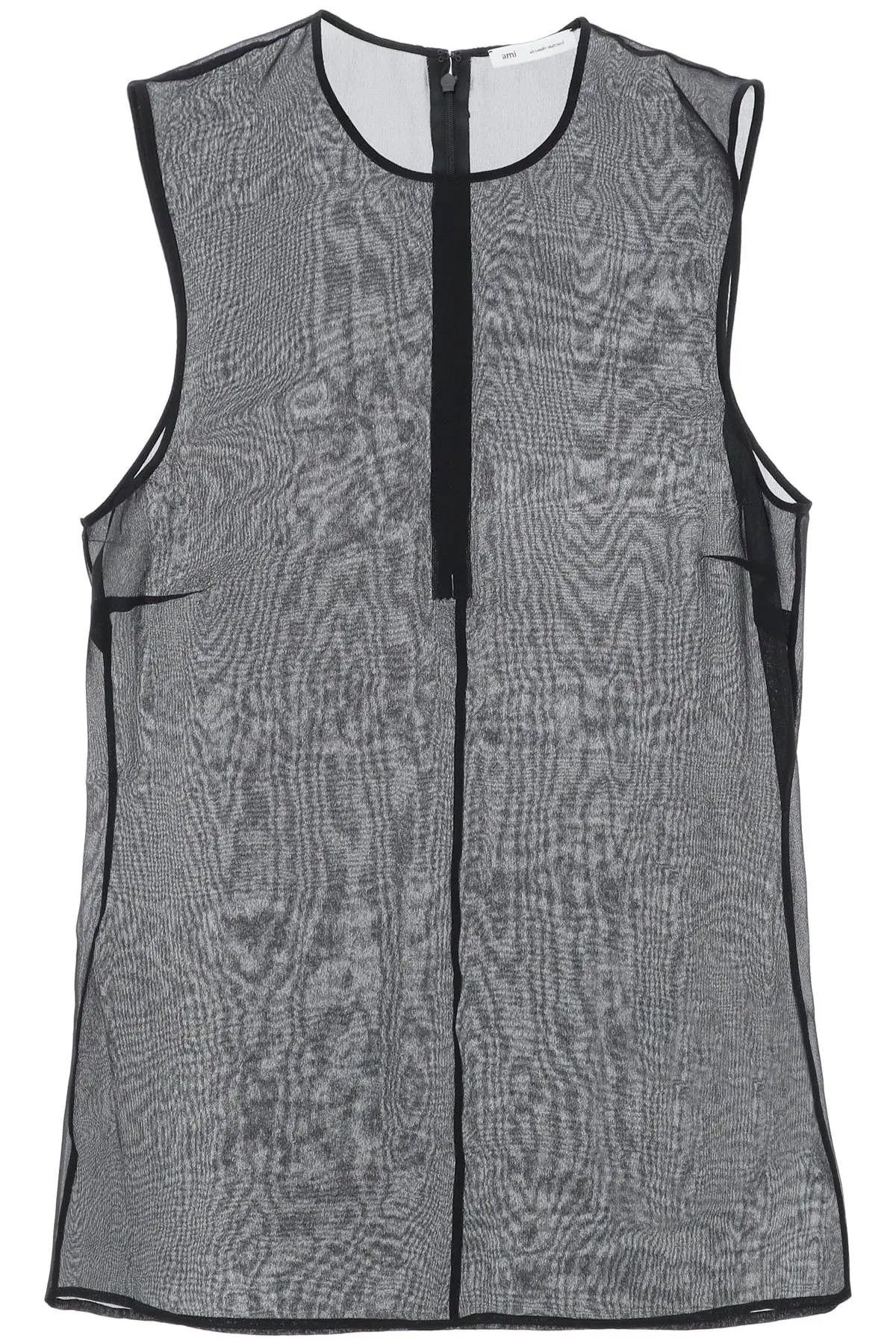 image of Ami O1S22I1N0324 Sleeveless Silk Top In Black, Women's (Size Medium)