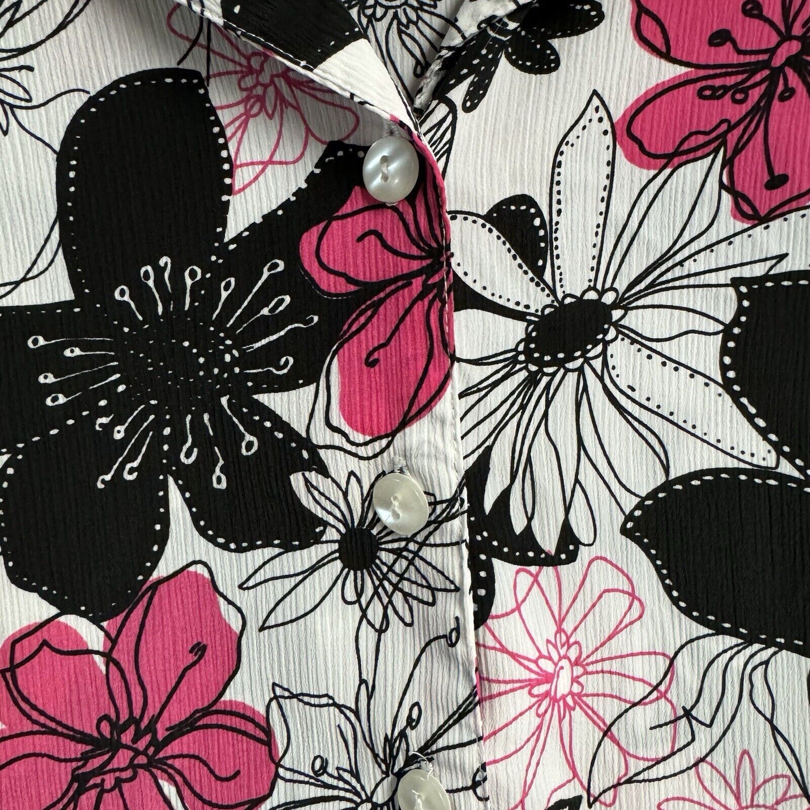 Other Vintage Nikki Blouse 14 Floral Bloomcore Hot Pink Flower Size XL / US 12-14 / IT 48-50 - 8 Thumbnail