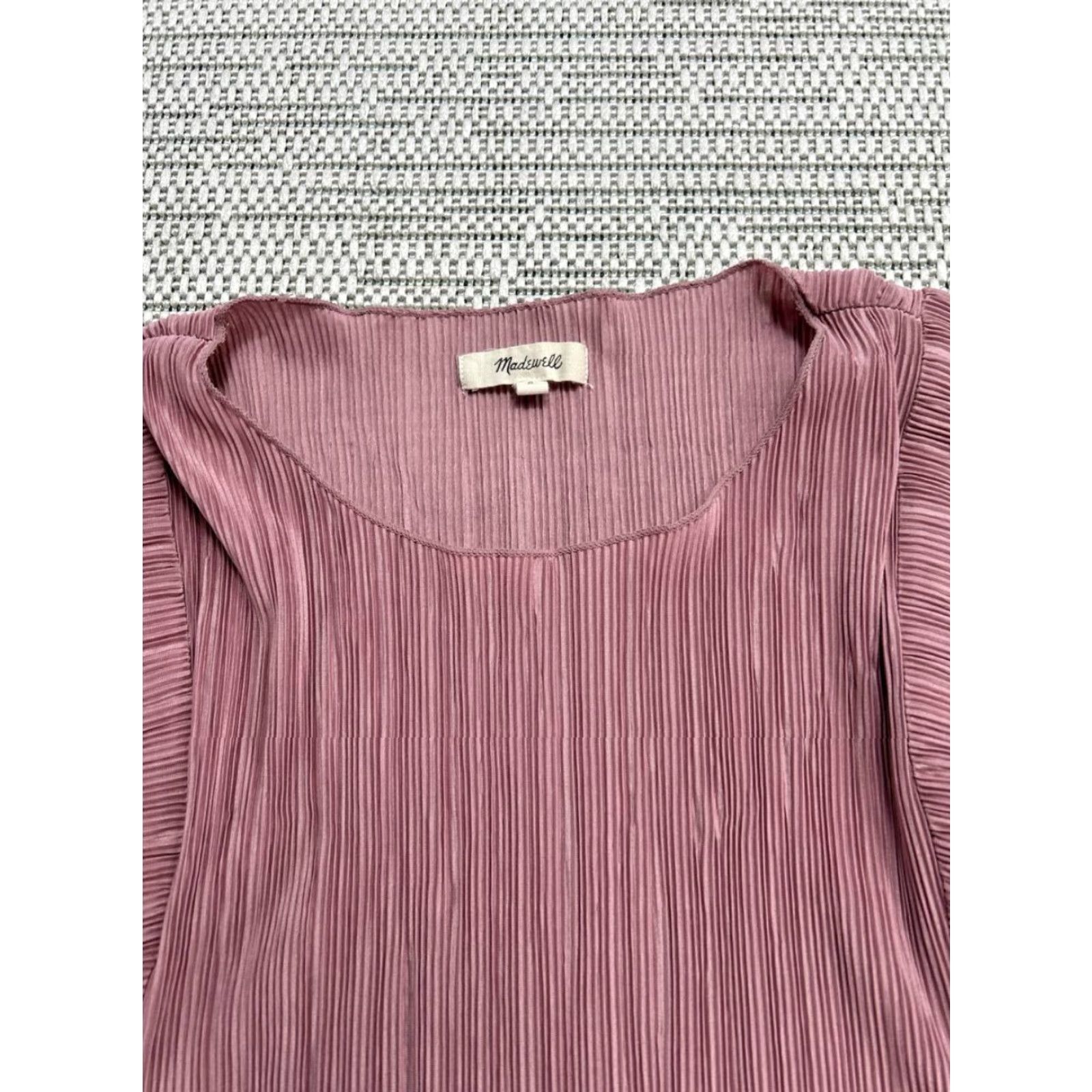 Madewell Madewell Blouse Shirt Womens Small Pink Flutter Sleeve Texture And Thread Top Size S / US 4 / IT 40 - 3 Thumbnail