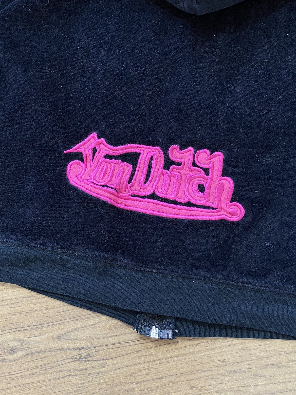Von Dutch VINTAGE VON DUTCH VELOR PINK LOGO ZIP HOODIE Size M / US 6-8 / IT 42-44 - 2 Thumbnail