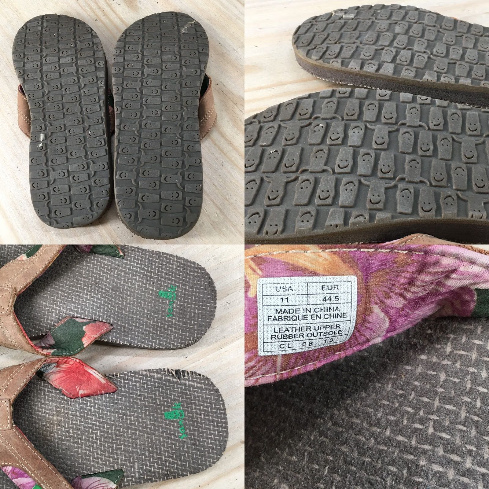 Sanuk Sanuk Sandals Womens 11 Casual Flip Flop Flats Comfort Brown Leather Slip On Size US 11 / IT 41 - 9 Thumbnail