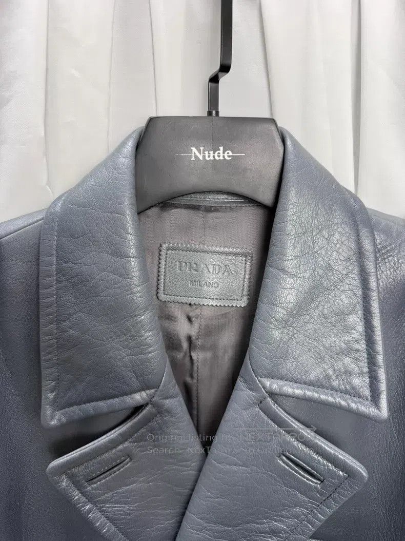 Prada Prada Size 44 Color-etched leather jacket with oversized sh Size US S / EU 44-46 / 1 - 4 Thumbnail