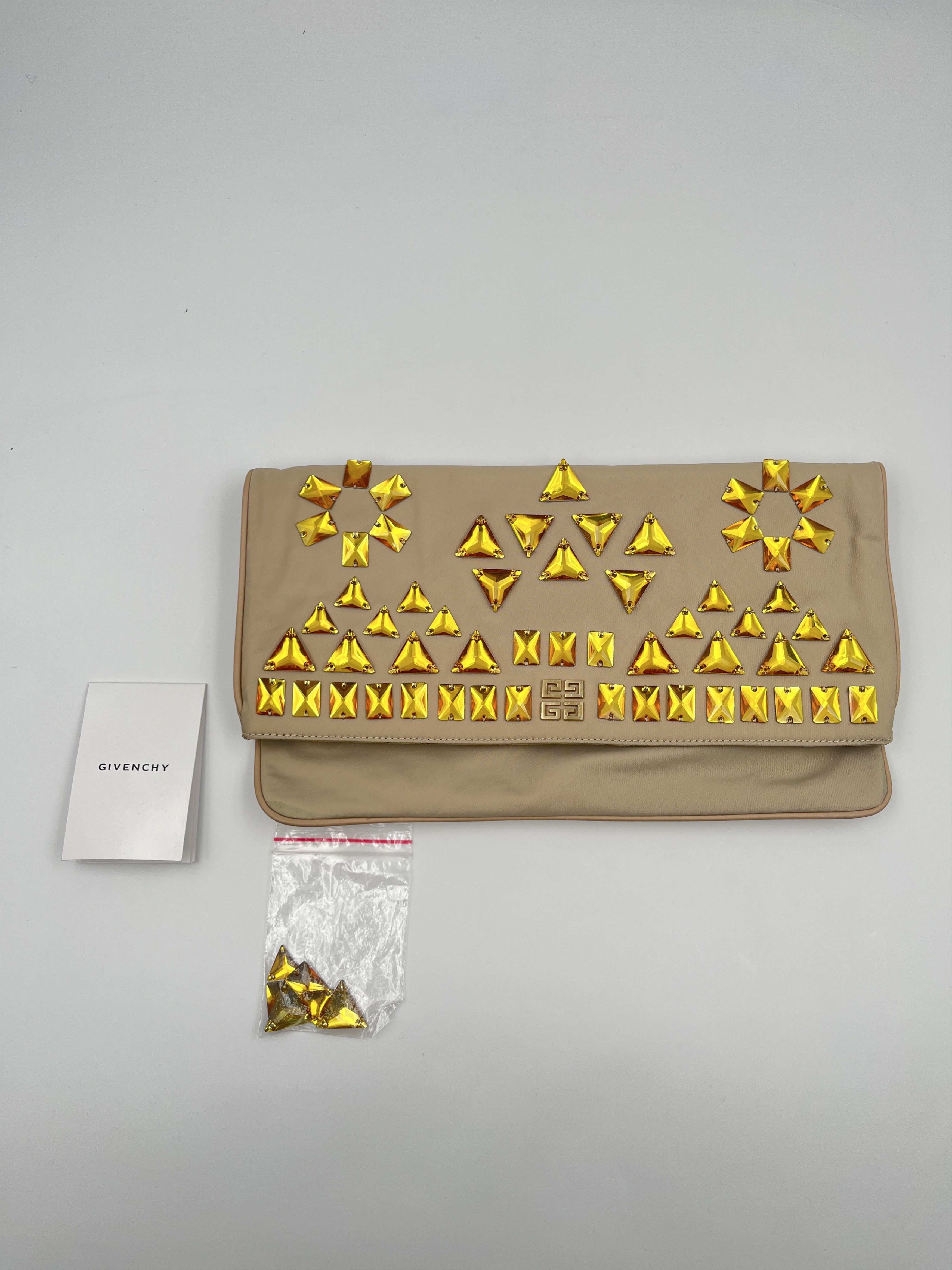 Givenchy Givenchy Beige Nylon Clutch Embellished With Yellow Crystal Size ONE SIZE - 1 Thumbnail