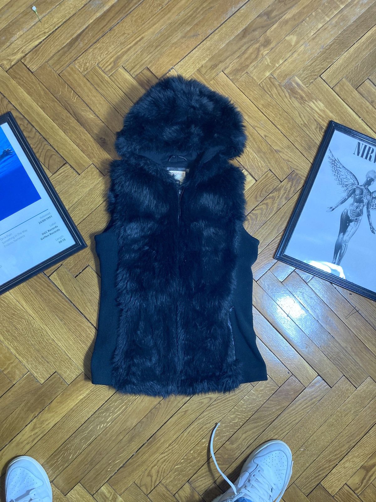 Pre-owned If Six Was Nine Vintage Fur Vest Mohair Jacket Yohji Lgb Style Japanese Y2k In Black