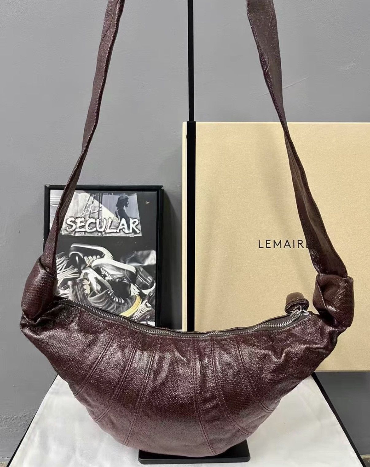Lemaire Lemaire Coated Small Lava Chocolate Croissant Bag KKKK6 Size ONE SIZE - 3 Thumbnail